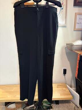 I BELIEVE Women's High Waisted Wide Leg Cargo Pants Black Size 1XL
